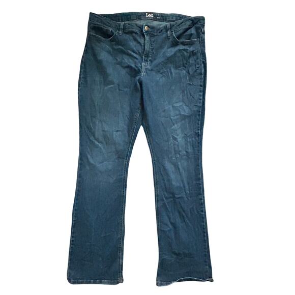 Lee Womens Blue Jeans Size 20L Mid Rise Straight Leg Regular Fit Dark - Picture 1 of 11